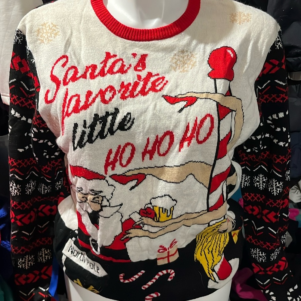 Fresh Ugly Christmas sweater.  Santa & a stripper pole. Will mail immediately.